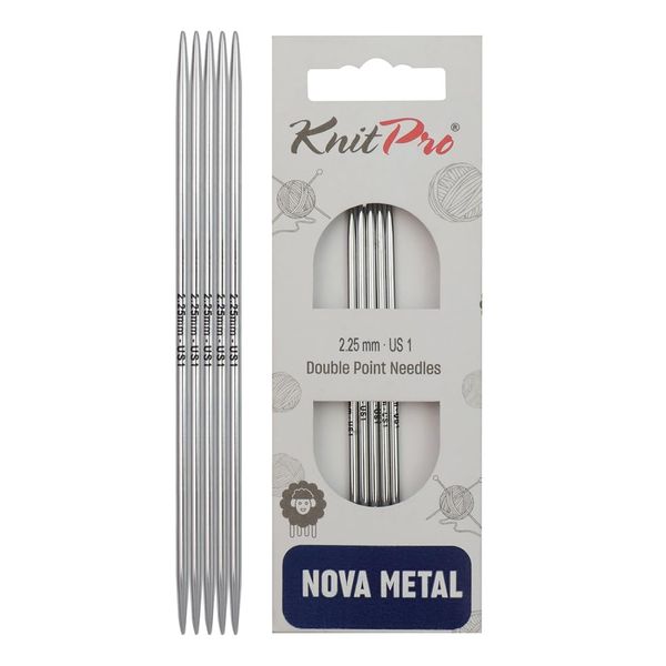 KnitPro 15 cm x 2.25 mm Nova Double Pointed Needles, Silver