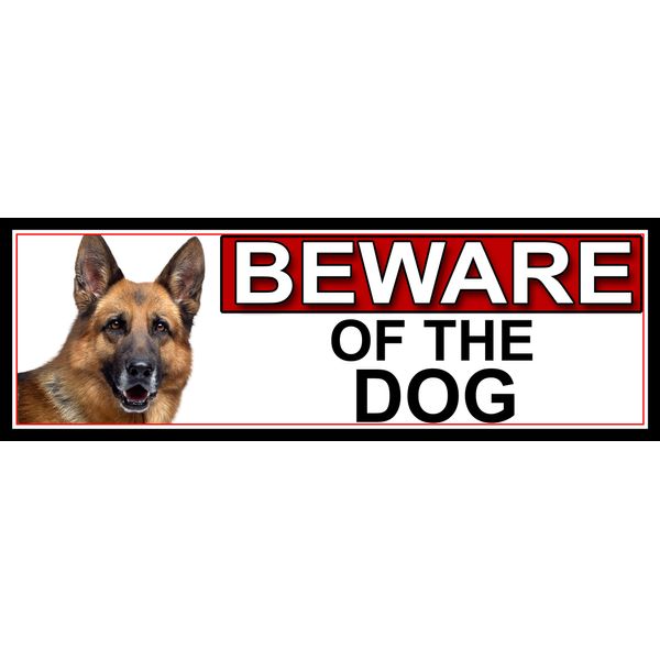 Shawprint German Shepherd BEWARE OF THE DOG METAL GATE SIGN 266mm x 87m. (523H2)