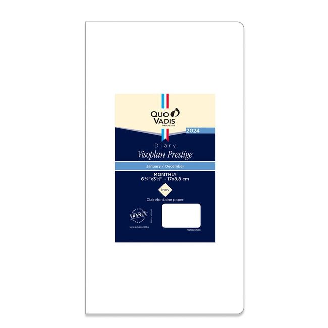 Quo Vadis Diary (2024 Version) QuoVADIS qv666rech-pe Diary "Bisoplan Prestige/Refill" (Monthly Blocks, Begins in January, Slim Size, 6.7 x 3.5 inches (17 x 8.8 cm)