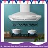 30 '' Stainless Steel Silver Three-Speed Wall-Mounted Range Hood Button Controls
