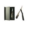 Panther Surgical Professional Barber Stainless Steel Black & Silver Straight Single Blade Cut Throat Men Razor Moustache & Beard Premium Quality Shaving Razor Packed in Stylish Box