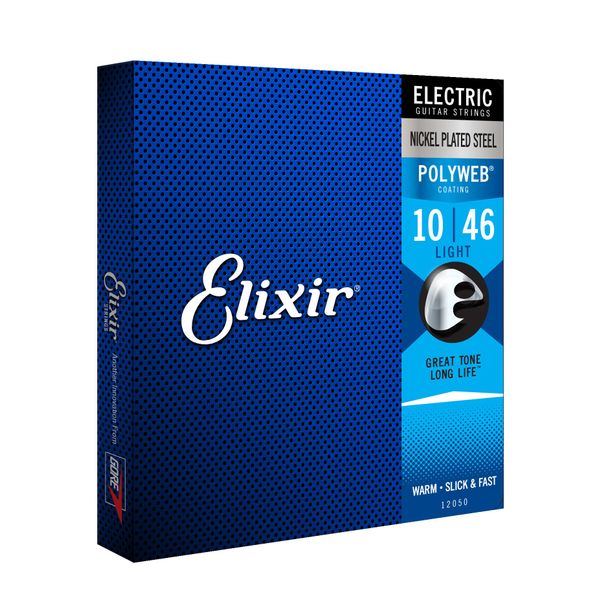 Elixir Strings, Electric Guitar Strings, Nickel Plated Steel with POLYWEB Coating, Longest-Lasting Warm Tone with Comfortable Feel, 6 String Set, Light 10-46