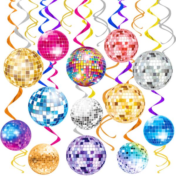 Disco Ball Party Hanging Swirls 70s Disco Birthday Party Decoration Disco Ball Themed Swirl Ceiling Disco Party Hanging Streamer for 70s 80s Party Baby Shower Supplies