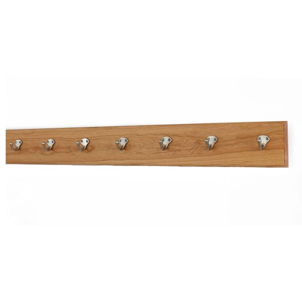 Cherry Coat Rack with Satin Nickle Single Style Hooks 4.5" Ultra Wide (Cherry, 36" x 4.5" with 7 Hooks)