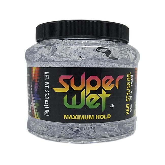 Super Wet Plus Transparent Hair Styling Gel. Jumbo, Maximum Hold. 2.2 Lb / 1 Kg.