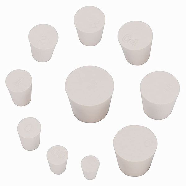 Labasics Solid Rubber Stoppers Set, White Tapered Lab Seal Rubber Stoppers (22-Pack, 000#-7#)