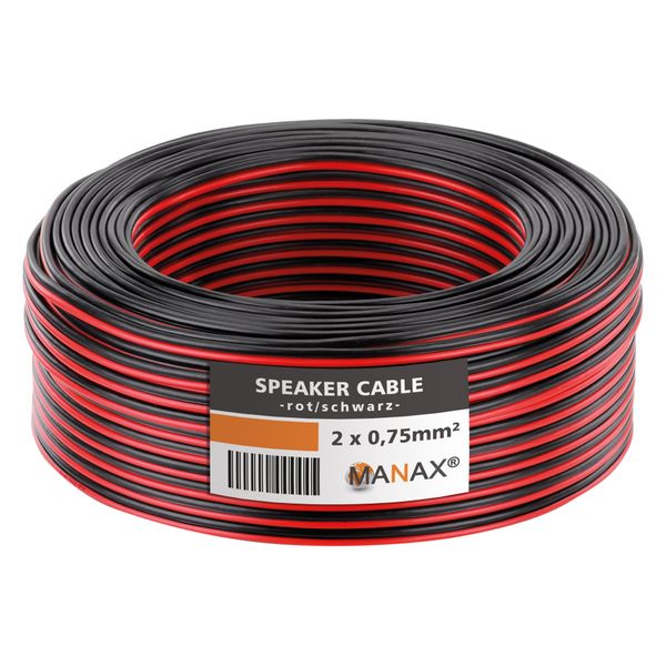 MANAX® 10m Lautsprecherkabel 2 x 0,75mm² rot/schwarz