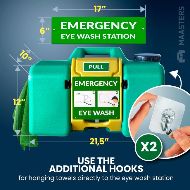 MAASTERS 8 Gallon Portable Eye Wash Station Wall Mount Eyewash Stay.. Guaranteed Authenticity