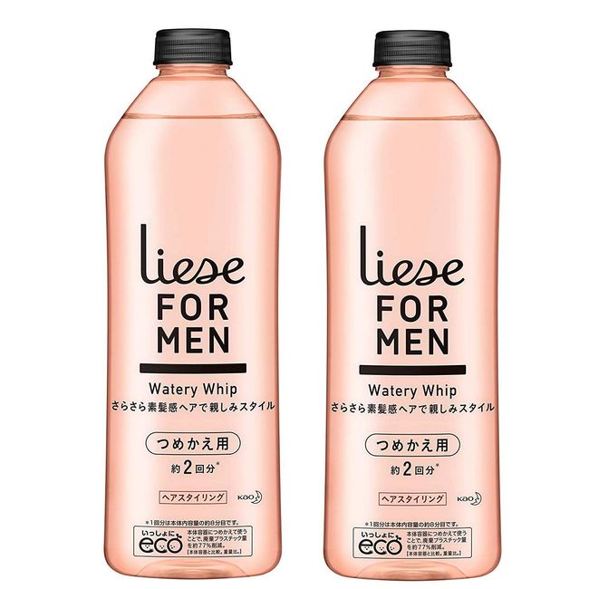 Liese for Men Watery Whip Friendly Style Refill 2 Refills, 11.2 fl oz (340 ml) x 2 Packs (Set Power: ★☆☆)