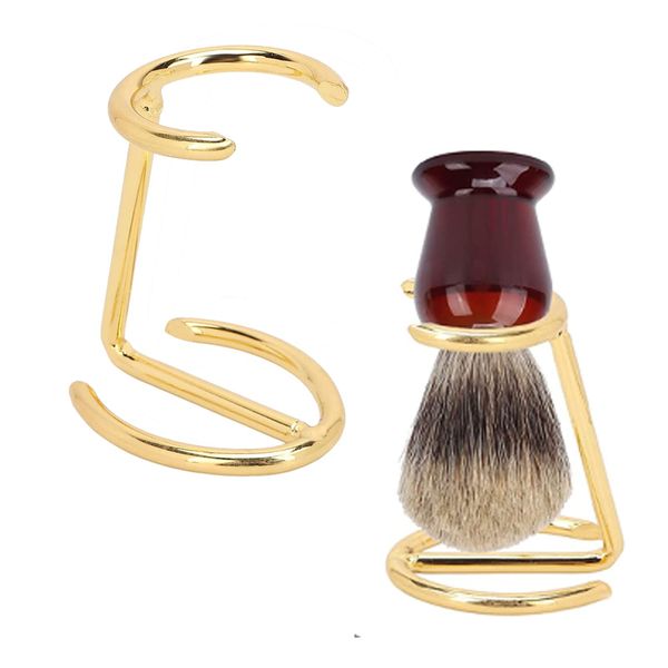 ZBJBinCH Shaving Brush Holder,Deluxe Shaving Stand Shaving Razor and Brush Stand for Safety Razor Stand Place manual shaving foam brush Stainless Steel （Golden,Without Brush）