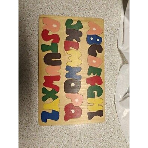 Vintage Large Wooden Alphabet Puzzle 1987 Chadwick Miller Inlaid Wood ABCs