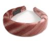 Retro Thicken Padded Velvet Glitter Stripes Wide Chunky Hair Band/HeadBand/Alice Band in Pink Blush