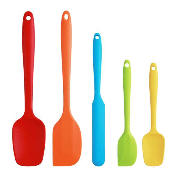 Silicone Spatula, 5 PCS High Heat Resistant Non-Stick Rubber Spatulas Set, Food Grade Baking Spatulas Kitchen Utensils for Baking, Cooking and Mixing