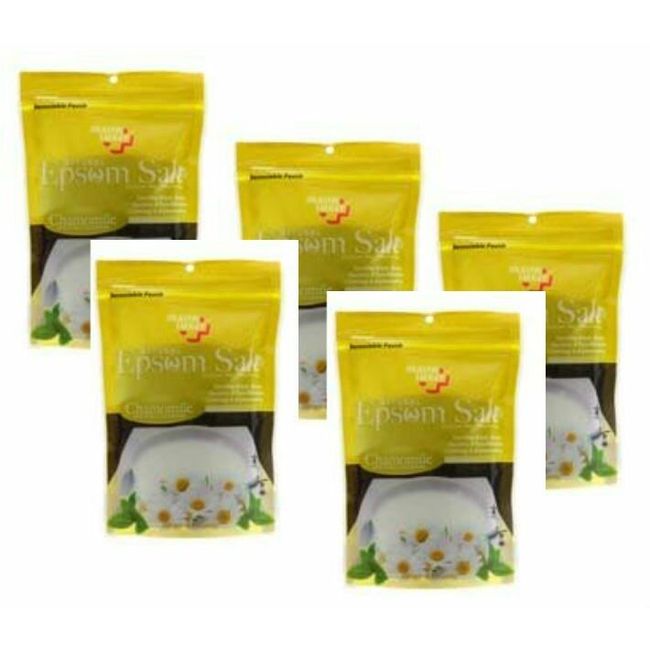 (Pack Of 5) HealtSmart Natural Epsom Salt Chamomile W/ Green Tea Extracts = 5Lb