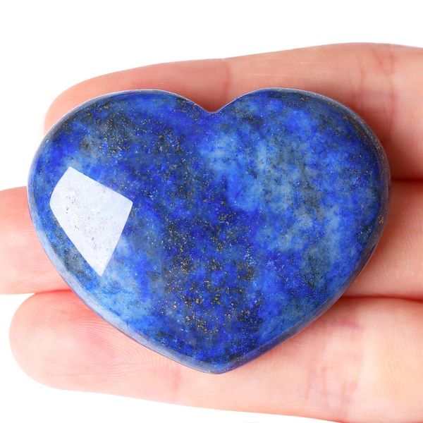 XIANNVXI 45mm Lapis Lazuli Crystal Heart Stone 1.8" Natural Lapis Lazuli Crystal Gemstone Polished Love Puff Palm Massage Stone Reiki Crystal