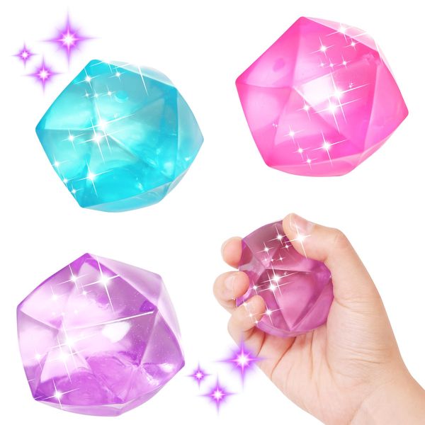 3pcs Big 2.45 Stress Cube Masonry Ice Squishy Stress Balls-Diamond Malt Sugar Ball-Sensory Fidget Toy for Your Best Mellow and Chill-Square Shape Hand Exercise Balls- Age 3 to Adult (3pcs)