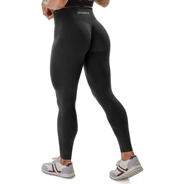 JOYSPELS Gym Sport Leggings Damen Scrunch Butt, High Waist Blickdicht Sporthose Lang Yogahose Po Push Up Seamless Shape Tights Schwarz M