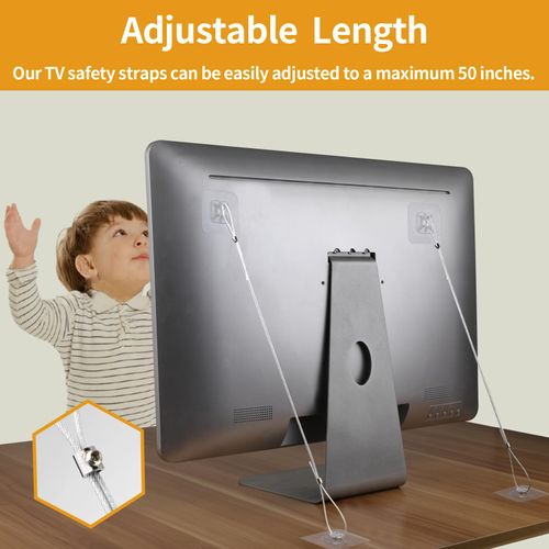 WRICHEAR 16 Packs Adjustable TV Safety Stainless Straps, No-Drill Adhesive Anti-Tip Furniture Anchors for Baby Proofing, for Fixing Flat-Screen TV, Dressers, Bookcases, Cabinets