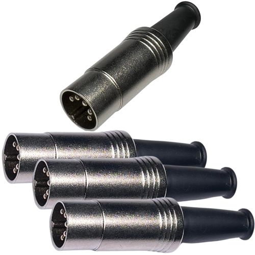 CESS Metal Body 5 Pin DIN Male Plug MIDI Cable Connector Soldering (4 Pack)