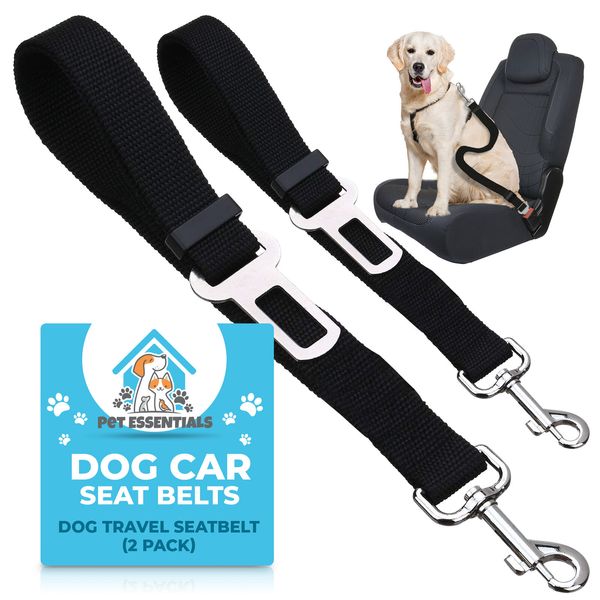 2pk Pet Dog Seat Belt | Adjustable Travel Car Safety Harnesses Lead Restraint