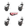3 Inch Bright Chrome Hooded Polyurethane 7/8 Inch Grip Ring Stem Casters Set 4
