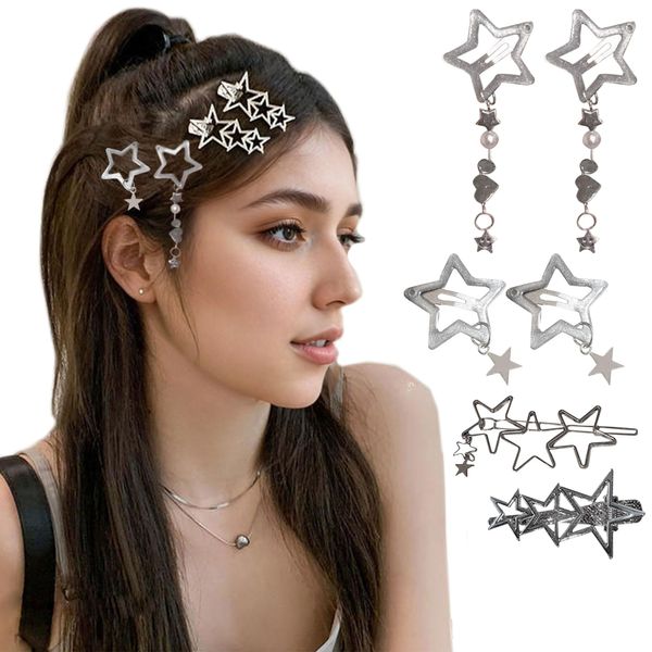 JeVenis 6PCS Kawaii Hair Y2K Hair Clip Y2k Accessories Star Y2k Hair Clips Y2k Hair Accessories Emo Hair Accessories Disco Hair Accessories