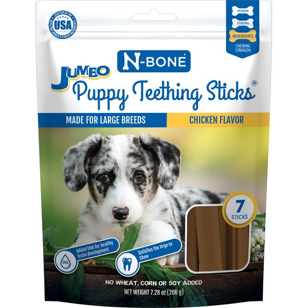 N-Bone Jumbo Puppy Teething Sticks Chicken Flavor Dog Treats, 7.28-oz Bag