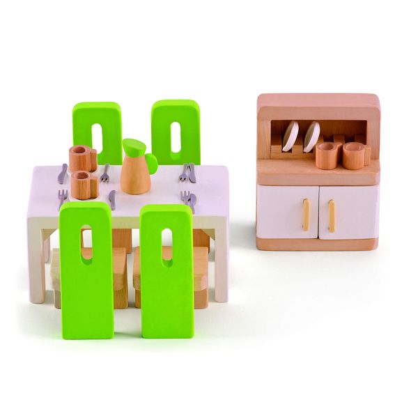 Dining Room - Wooden Dolls House Accessories, Multicolor