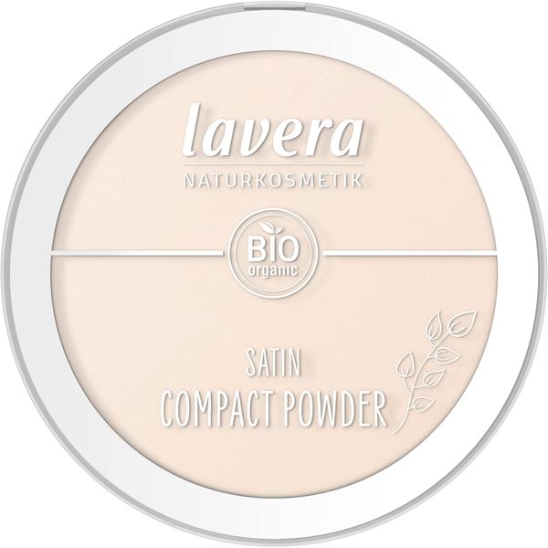 lavera Satin Compact Powder -Light 01- nude - Organic Almond Oil & Organic Rice Powder - Vegan - Mattifying - Long-Lasting - Velvety Texture (1 x 9,5g)