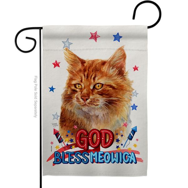 Breeze Decor Patriotic Ginger Garden Flag Cat Kitten Meow Spoiled Paw Fur Pet Nature Farm Animal Creature House Decoration Banner Small Yard Gift Double-Sided, Made in USA