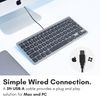 Macally Slim USB Wired Small Compact Mini Computer Keyboard for Apple Mac, iMac, MacBook Pro/Air, Mac Mini, Windows PC Desktops, Laptop (Space Gray)