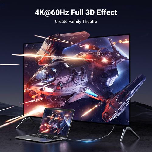 UGREEN 4K@60Hz DisplayPort to HDMI Cable 3.3FT DP 1.2 to HDMI 2.0 Cord HDR Active Aluminum Braided High Speed DP to HDMI Converter for Multi-Screen Compatible with Monitor, Projector, Dell, Lenovo(1M)