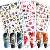 5D Halloween Nail Art Stickers Stereoscopic Embossed Nail Art Stickers Decals with Adhesive 5D Halloween Sticker Decoration for Women Girl Children Kids