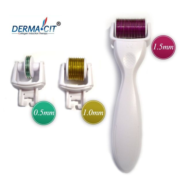 DERMA-CIT® 3-In-1 Derma Skin Roller Titanium 180/600/1200 Pins w/Travel Case