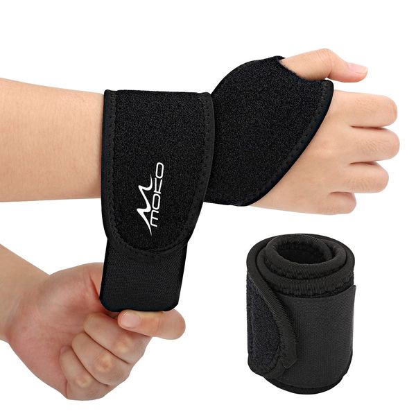 MoKo Wrist Brace, (2 Pack) Adjustable Athletic Wrist Support Wrist Wraps for Women Men Working Out, Tennis, Weightlifting, Biking, Carpal Tunnel, Black