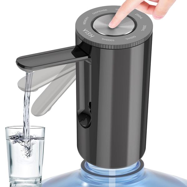 5-Gallon Water Bottle Pump Dispenser: YISH Electric Water Dispenser for Bottled Water Foldable Drinking Water Pump USB-Charging Water Bottle Dispenser Automatic Water Gallon Pump