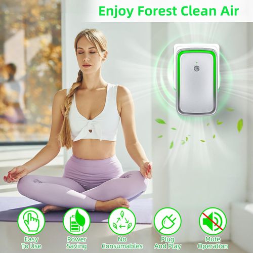 6Pack Air Purifier Plug In, Negative Air Ionizer for Home, Quiet Air Cleaner with Nightlight for Bedroom, Office, Kitchen, Portable Air Filter Odor, Smoke Dust, Pets (Silver Gray) ﻿