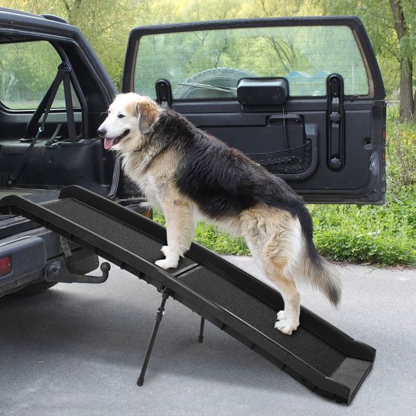 Bi-fold 62'' Portable Dog Ramp for Large Pet Folding Trunk Back Seat Ladder Step