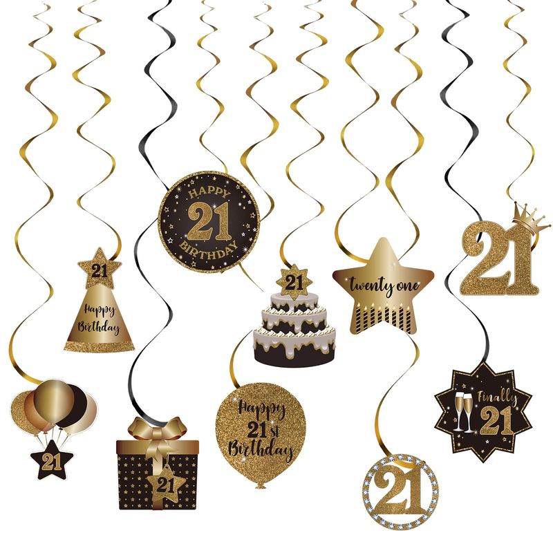 Happy 20th Birthday Party Hanging Swirls Streams Ceiling Decorations, Celebration 20 Foil Hanging Swirls with Cutouts for 20 Years Old Rose Gold Birthday Party Decoration Supplies