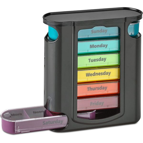 Stackable Pill Box Organizer 7 Day 4-Times A Day Weekly Medicine Dispenser