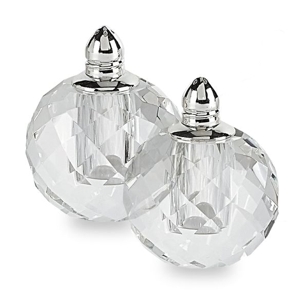 Badash Zendra Crystal Salt And Pepper Shaker Set with Platinum Tops - 2.5” Tall