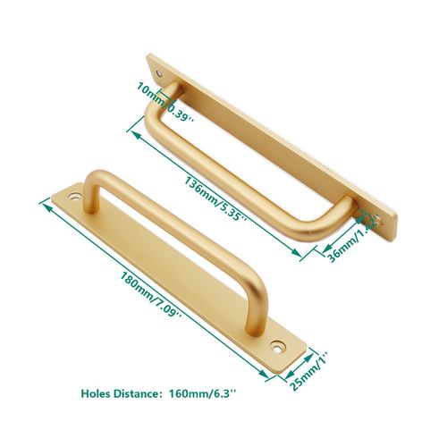 Ulifestar 2 Pack Rustic Barn Door Handles, 7 inch Aluminium Alloy Modern Handles for Sliding Door Kitchen Cabinet Shed with Mounting Screws Golden