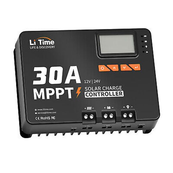 Litime 30A 12V/24V MPPT Solar Charge Controller Bluetooth For LiFePO4 Lead-acid