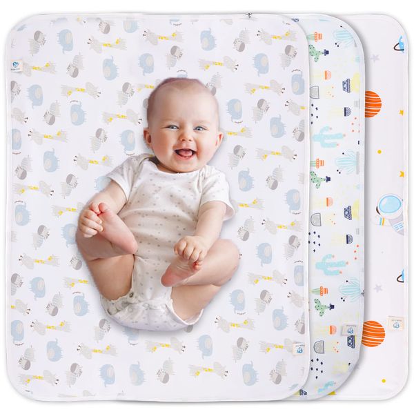 Baby Portable Changing Pad Changing Table Pads Diaper Changing Mat Liners 27.5X22 inch Reusable Washable Waterproof Changing Pads for Baby 3 Pack