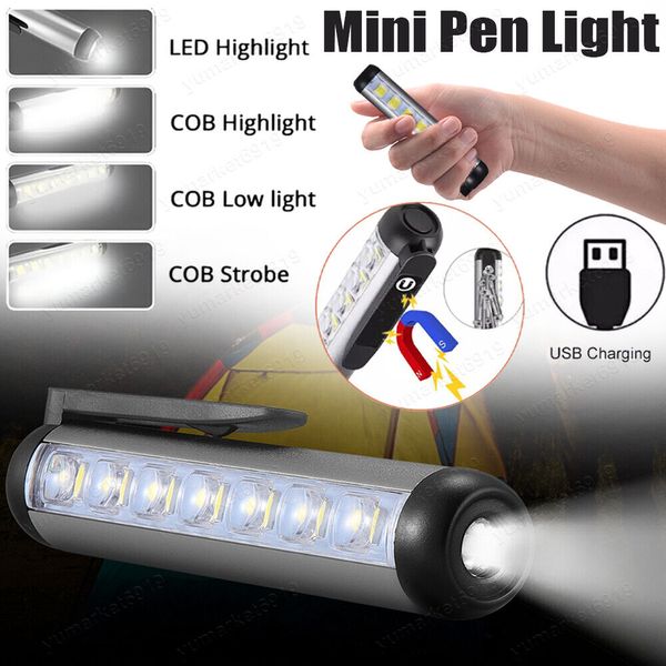 LED Flashlight Clip Mini Light Penlight Pocket Portable Torch Lamp Rechargeble