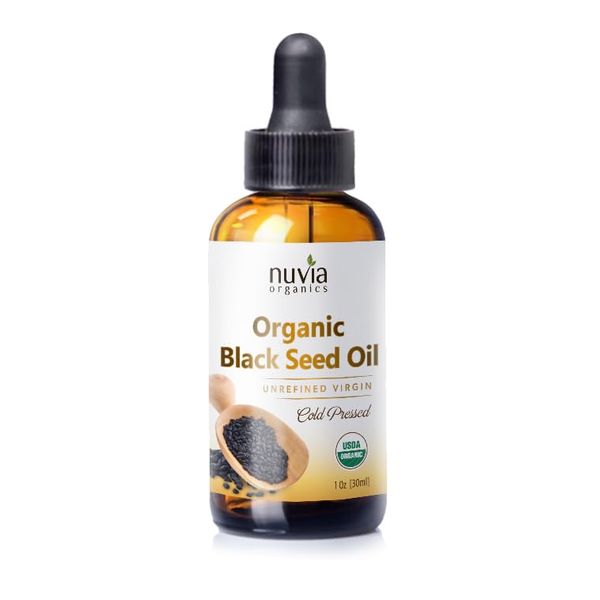 Nuvia Organics Black Seed Oil - USDA Certified Organic, Unrefined (Virgin) Cold Pressed; 1oz