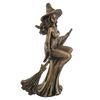 Bronze Colour Witch Riding Broom Gift Ornament Figurine