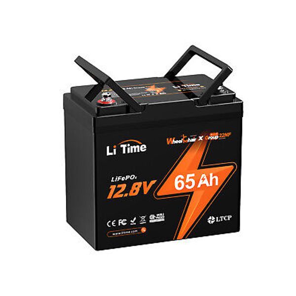 LiTime 12V 65Ah LiFePO4 Lithium Battery 832Wh For Wheelchair Fish Finder Marine