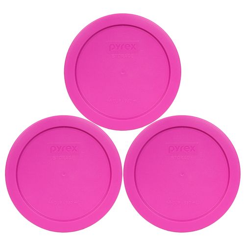Pyrex 7201-PC Round 4 Cup Storage Lid for Glass Bowls (3, Pink)