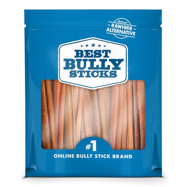 Best Bully Sticks All Natural 6 Inch Thick Bully Sticks for Large Dogs - USA Baked & Packed - 100% Free-Range Grass-Fed Beef - Single-Ingredient Grain & Rawhide Free Dog Chews - 18 Pack